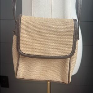 Liz Claiborne Vintage 90s-2000 Tan and Brown Woven Crossbody Bag